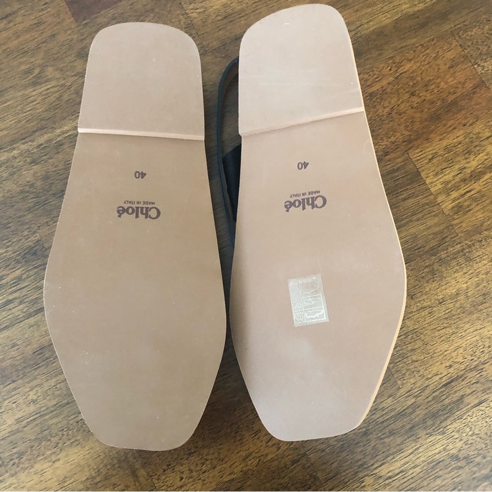 NIB $450 CHLOÉ Woody Logo Sandal (Women) in Black - size 40 EU / 10 US! - Picture 13 of 16